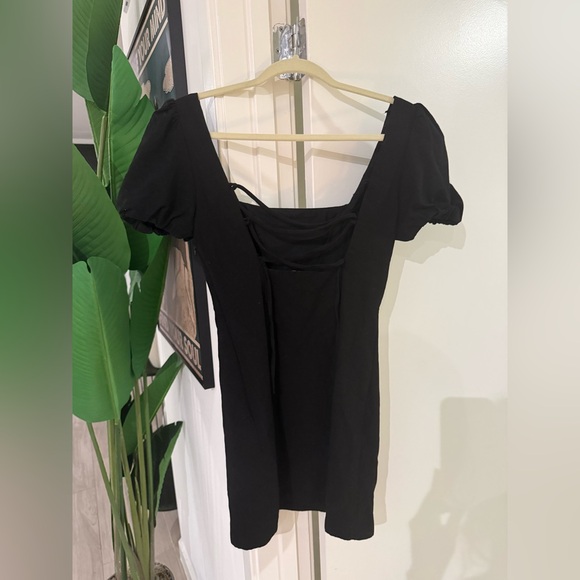 Zara Black Backless Dress with Lace-Up Detail - Picture 6 of 12